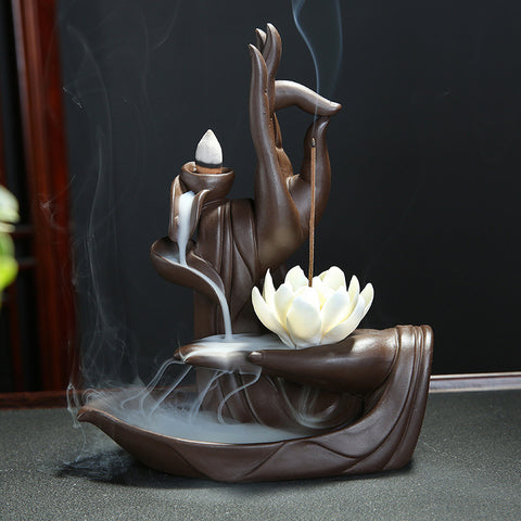 Brûleur d'encens Mains de Bouddha "Fleur de Lotus"