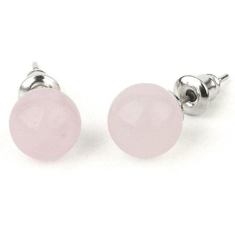 Boucles d'Oreilles ronde "Tendresse" en Quartz Rose