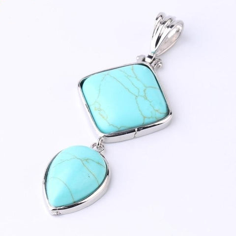 Pendentif Goutte & Losange "Équilibre" en Turquoise