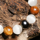 Bracelet "Protection et Ancrage" en Œil de Tigre, Hématite et Pierre de Lune