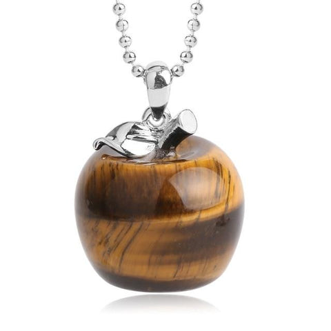 Pendentif Pomme "Confiance et Protection" en Œil de Tigre