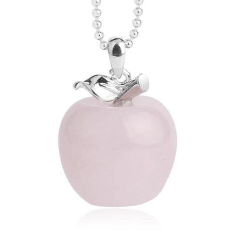 Pendentif Pomme "Tendresse" en Quartz Rose