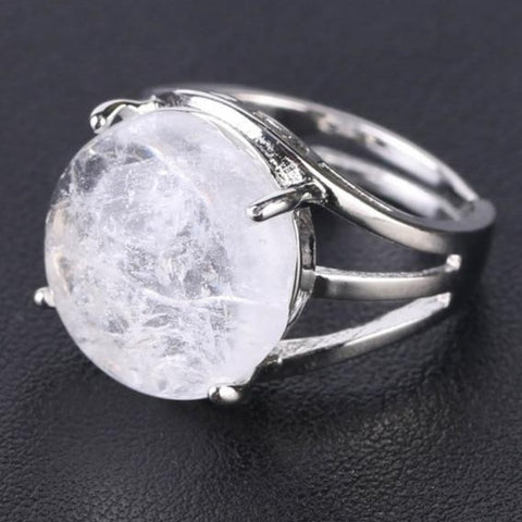 Bague Ronde "Amplification Énergétique" en Cristal de Roche