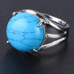 Bague Ronde "Stabilisation" en Howlite Turquoise