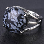 Bague Ronde "Libération" en Obsidienne Neige