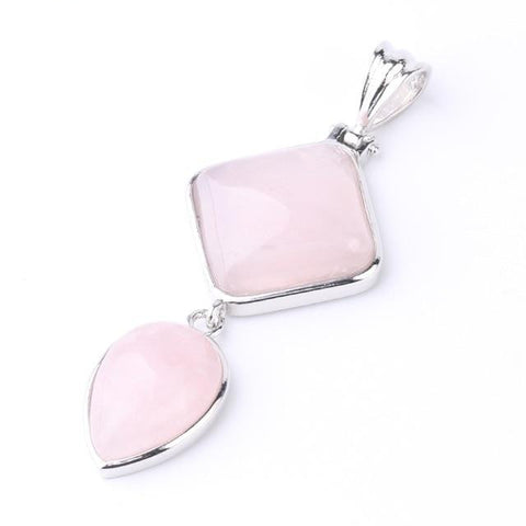 Pendentif Goutte & Losange "Tendresse" en Quartz Rose