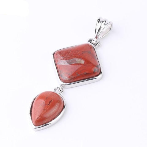 Pendentif Goutte & Losange "Stimulation" en Jaspe Rouge