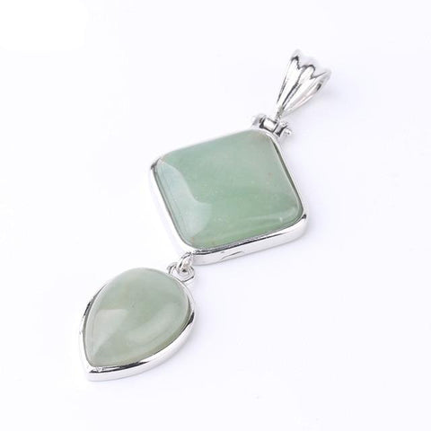 Pendentif Goutte & Losange "Connaissance" en Aventurine Verte