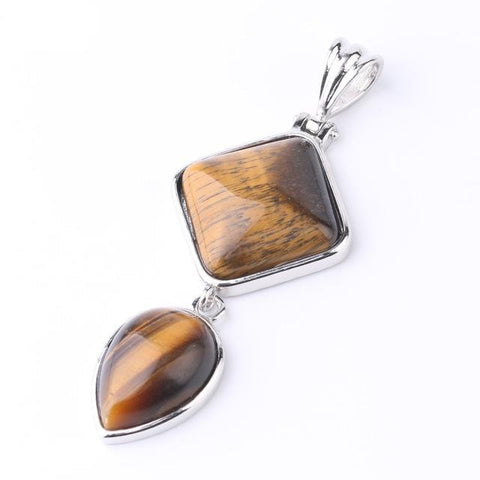 Pendentif Goutte & Losange "Confiance et Protection" en Oeil de Tigre