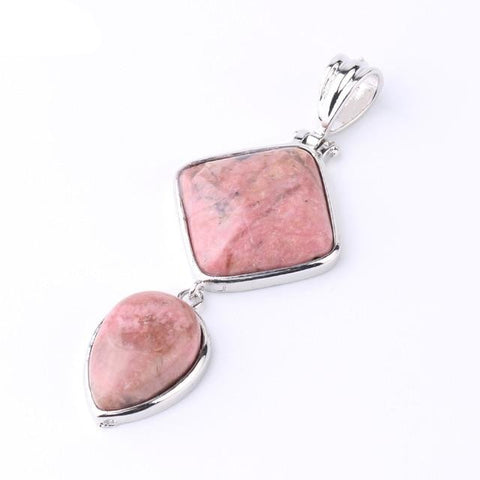 Pendentif Goutte & Losange "Équilibre et Stabilité" en Rhodonite
