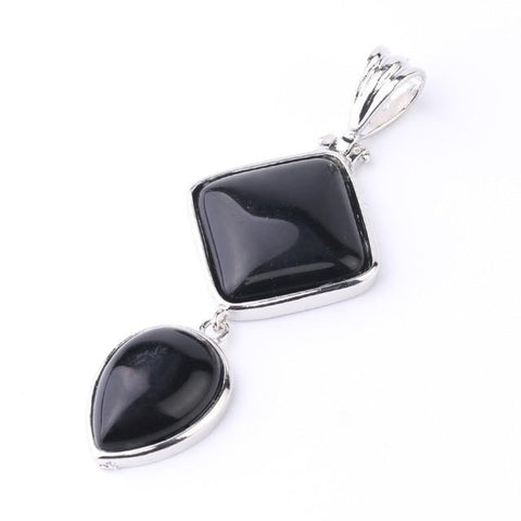 Pendentif Goutte & Losange "Enracinement" en Onyx