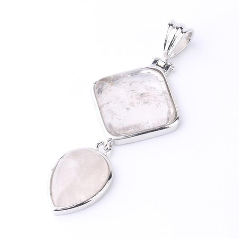 Pendentif Goutte & Losange "Amplification Énergétique" en Cristal de Roche