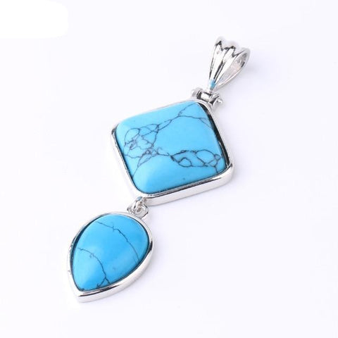 Pendentif Goutte & Losange "Stabilisation" en Howlite Turquoise