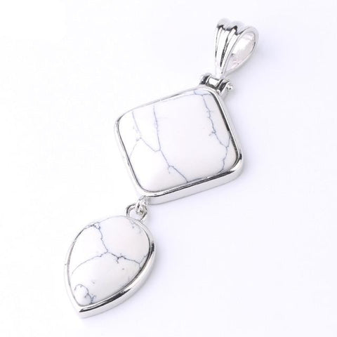 Pendentif Goutte & Losange "Stabilisation" en Howlite