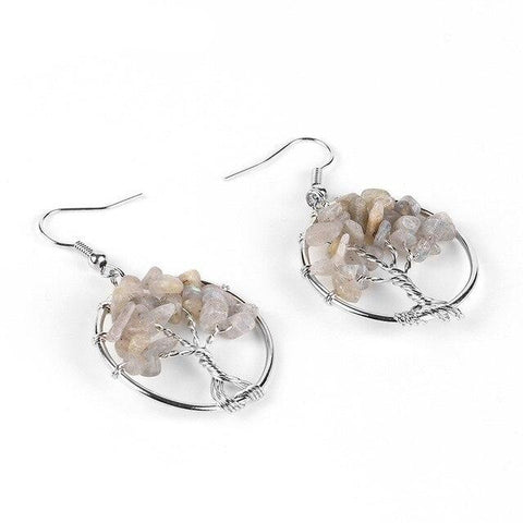 Boucles d'Oreilles Arbre de vie "Régénération" en Spectrolite