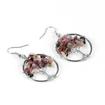 Boucles d'Oreilles Arbre de vie "Créativité" en Tourmaline Multicolor