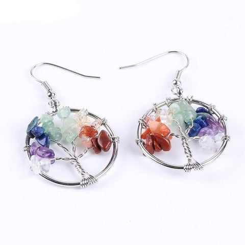 Boucles d'Oreilles Arbre de vie "7 Chakras"