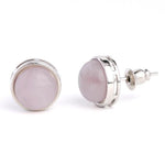 Boucles d'Oreilles demi rond "Tendresse" en Quartz Rose