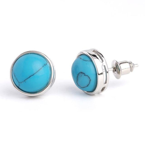 Boucles d'Oreilles demi rond "Stabilisation" en Howlite Turquoise