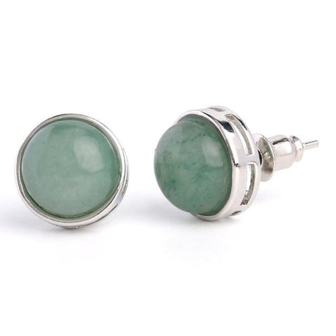 Boucles d'Oreilles demi rond "Connaissance" en Aventurine Verte