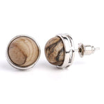 Boucles d'Oreilles demi rond "Patience" en Jaspe Paysage