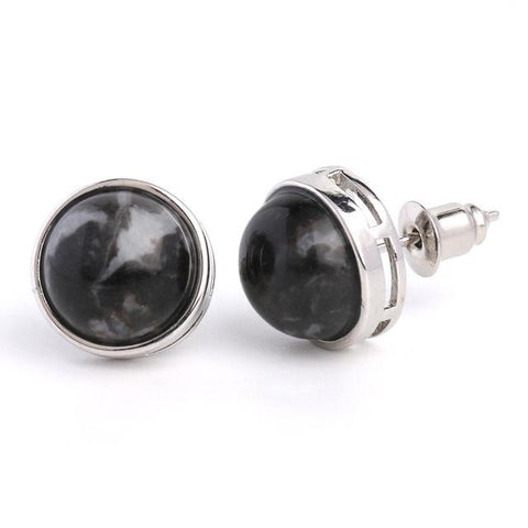 Boucles d'Oreilles demi rond "Victoire et réussite" en Jaspe Zébré