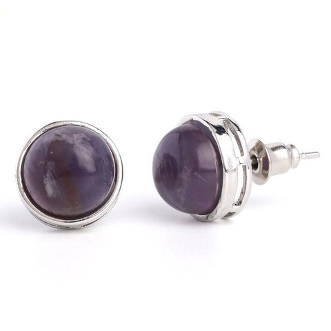 Boucles d'Oreilles demi rond "Humilité" en Améthyste