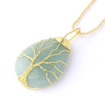 Pendentif Roulé Arbre de Vie "Connaissance" en Aventurine Verte Doré