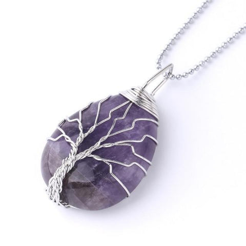 Pendentif Roulé Arbre de Vie "Humilité" en Améthyste