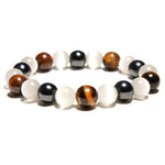 Bracelet "Protection et Ancrage" en Œil de Tigre, Hématite et Pierre de Lune