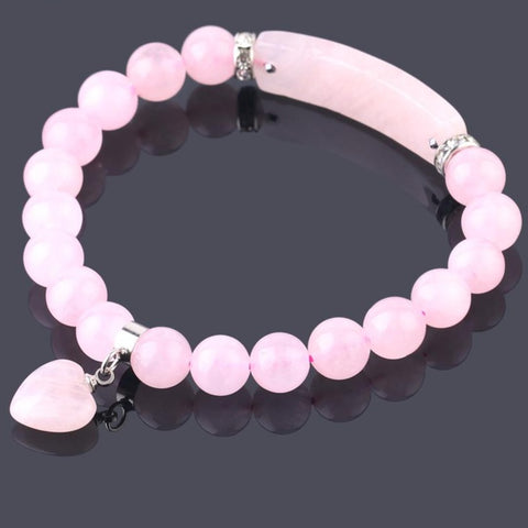 Bracelet Cœur "Tendresse" en Quartz Rose