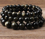 Bracelet "Extrême Protection" en Obsidienne Dorée