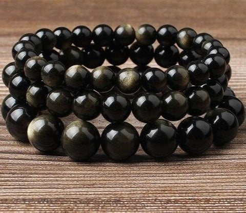 Bracelet "Extrême Protection" en Obsidienne Dorée