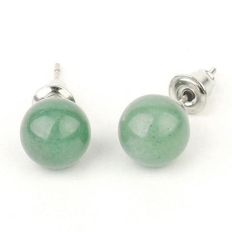 Boucles d'Oreilles ronde "Connaissance" en Aventurine Verte