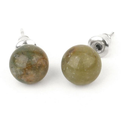 Boucles d'Oreilles ronde "Chance" en Agate Indienne