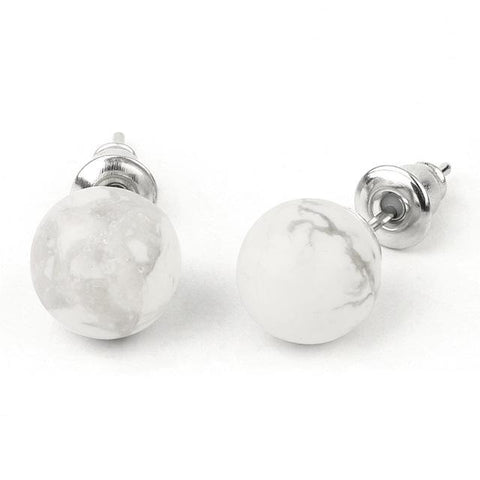 Boucles d'Oreilles ronde "Stabilisation" en Howlite