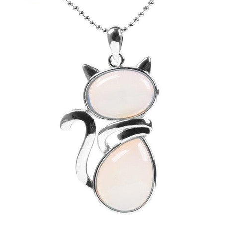 Pendentif Chat "Douceur" en Opale