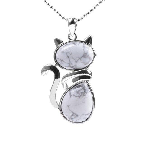 Pendentif Chat "Stabilisation" en Howlite