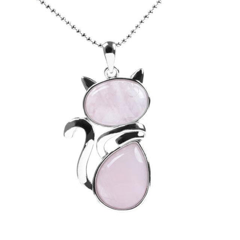 Pendentif Chat "Tendresse" en Quartz Rose