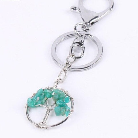 Porte-Clés Arbre de Vie "Bonheur et Tendresse" en Amazonite