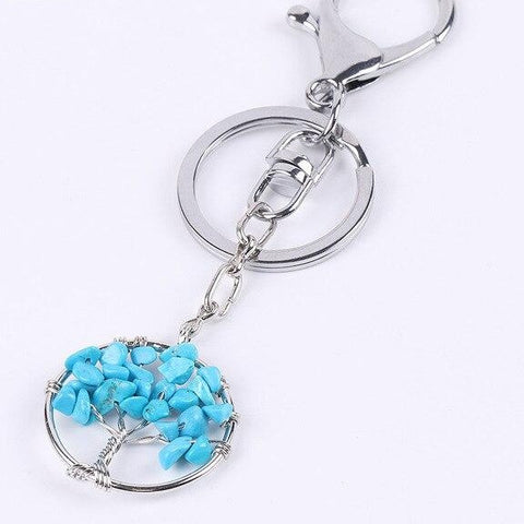 Porte-Clés Arbre de Vie "Stabilisation" en Howlite Turquoise