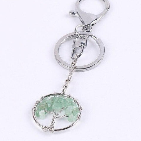 Porte-Clés Arbre de Vie "Connaissance" en Aventurine Verte