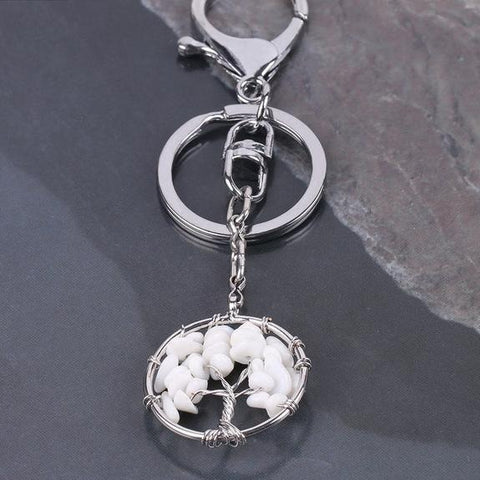 Porte-Clés Arbre de Vie "Stabilisation" en Howlite