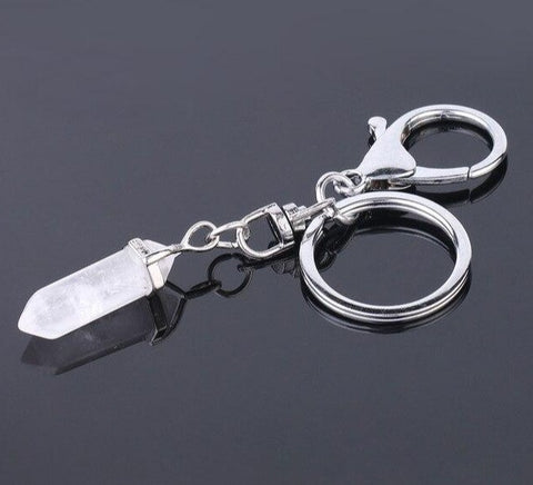 Porte-clés Hexa "Amplification Énergétique" en Cristal de Roche