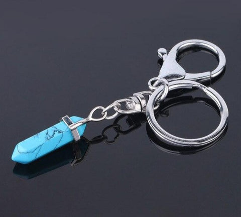 Porte-clés Hexa "Stabilisation" en Howlite Turquoise