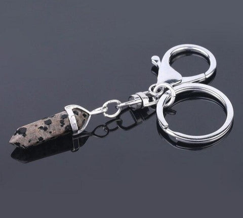 Porte-clés Hexa "Dévouement" en Jaspe Dalmatien