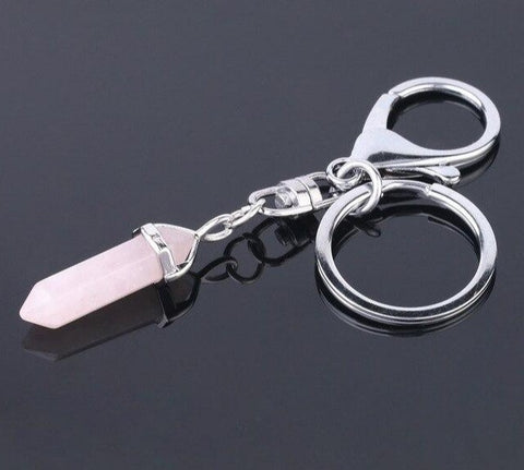 Porte-clés Hexa "Tendresse" en Quartz Rose