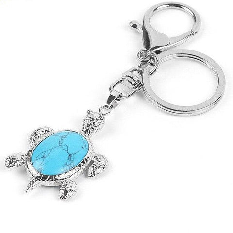 Porte-Clé Tortue "Stabilisation" en Howlite Turquoise
