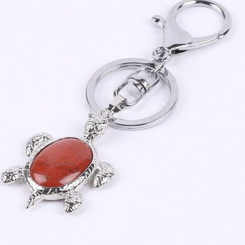 Porte-Clé Tortue "Stimulation" en Jaspe Rouge