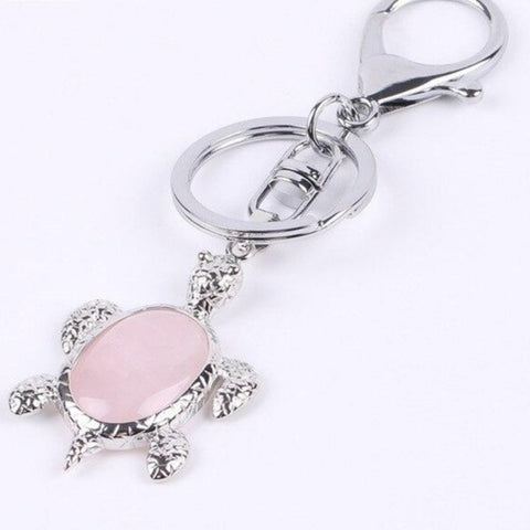 Porte-Clé Tortue "Tendresse" en Quartz Rose